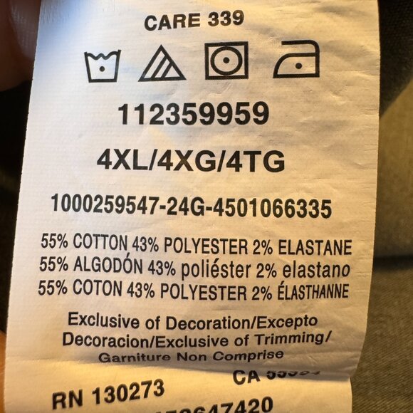 Wrangler Shirt Mens Size 4XL Oliver Heather Green Long Sleeve Western Ranch Work - Picture 9 of 10